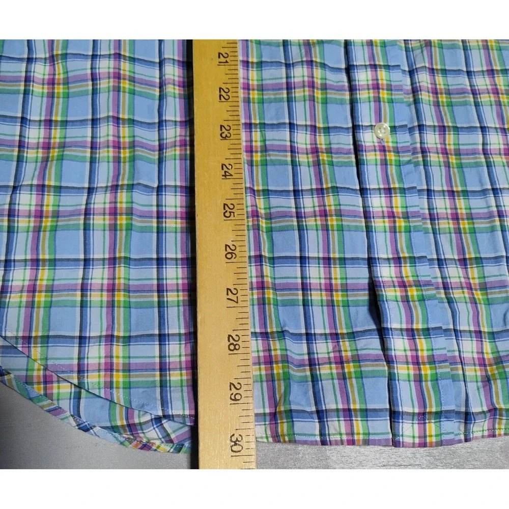 POLO RALPH LAUREN CLASSIC Men Large Blue Multi Plaid Button Long Sleeve Shirt‎